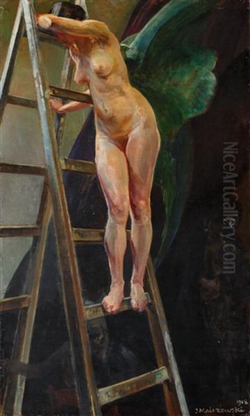 Muza Na Drabinie Oil Painting by Jacek Malczewski