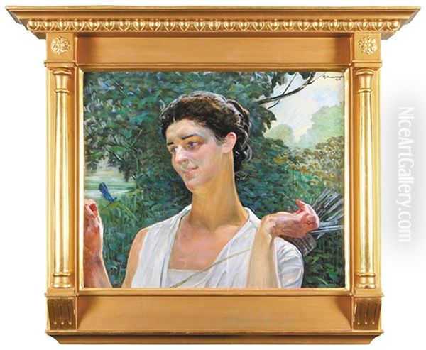 Diana - Portret Marii Sozanskiej Oil Painting by Jacek Malczewski