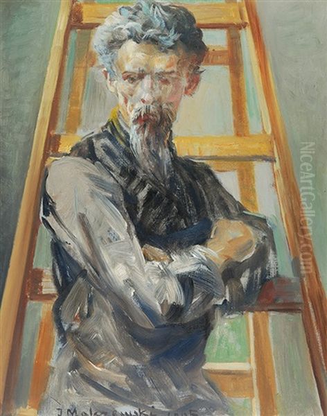 At The Ladder Oil Painting by Jacek Malczewski