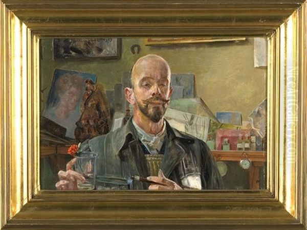 Atelier Self-portrait Oil Painting by Jacek Malczewski