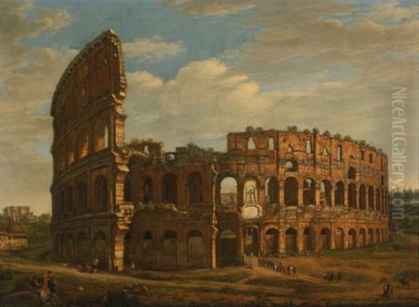 View Of The Colisseum, Rome Oil Painting by Giovanni Maldura