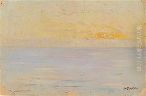 Coucher De Soleil Sur La Mer Oil Painting by Konstantinos Maleas