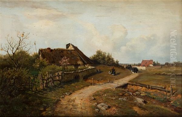 Landscape With Procession Oil Painting by Wladislaw Malecki