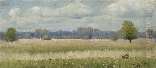 Summer Landscape With Corn Field Oil Painting by Wladislaw Malecki