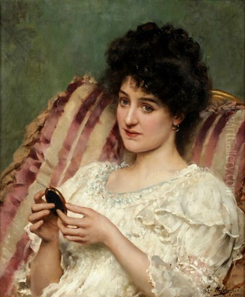 Portrait Of A Lady Oil Painting by Leo A. Malempre