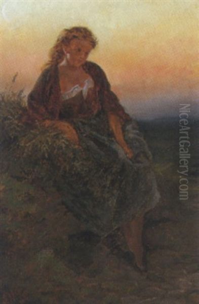 Madchen Am Meeresufer Oil Painting by Leo A. Malempre