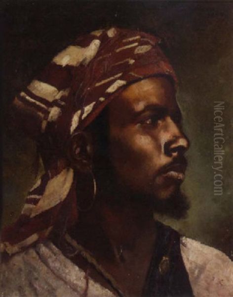 A North African Man Oil Painting by Leo A. Malempre