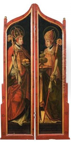 Saint Nicolas De Bari Et Saint Rupert (triptych) Oil Painting by Hans Maler