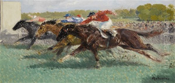 Horse Race Oil Painting by Louis Ferdinand Malespina