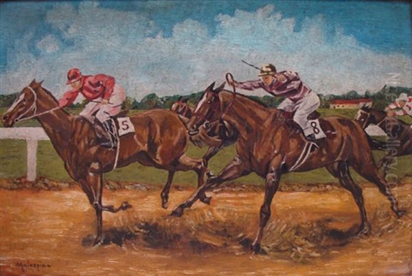 Course De Jockeys Oil Painting by Louis Ferdinand Malespina