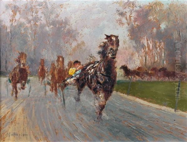 Course De Trot Attele Oil Painting by Louis Ferdinand Malespina