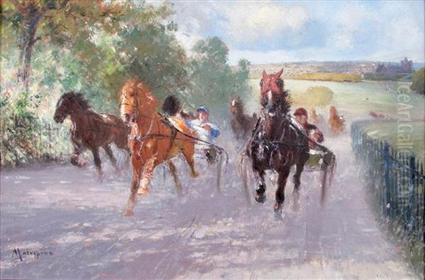 Course De Trot Attele Oil Painting by Louis Ferdinand Malespina