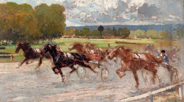 Course De Trot Attele Oil Painting by Louis Ferdinand Malespina