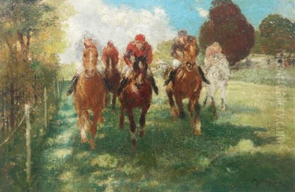 Course De Jockeys Oil Painting by Louis Ferdinand Malespina