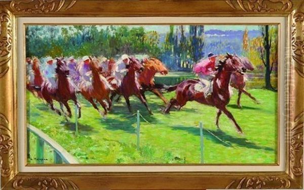 Course De Chevaux Oil Painting by Louis Ferdinand Malespina