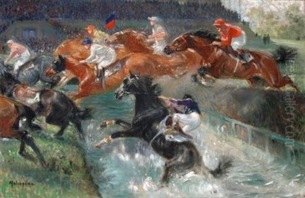 Saut De Haie Oil Painting by Louis Ferdinand Malespina