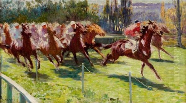 Scene De Course Oil Painting by Louis Ferdinand Malespina