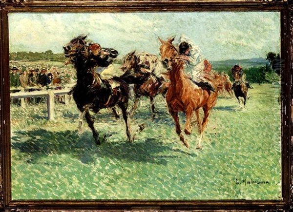 Race At Longchamps Oil Painting by Louis Ferdinand Malespina