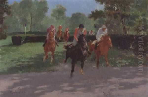 Course D'obstacles Oil Painting by Louis Ferdinand Malespina