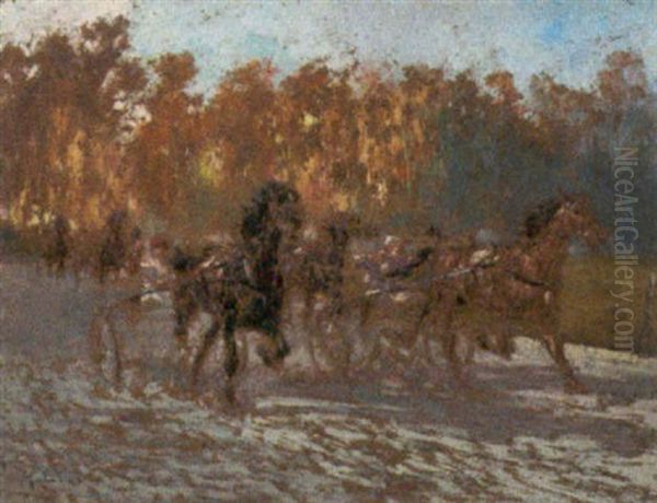 Course De Trotteurs Oil Painting by Louis Ferdinand Malespina