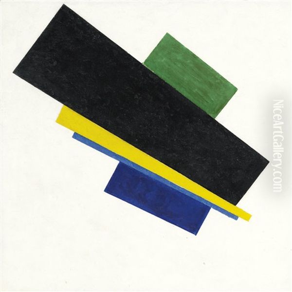 Suprematism, 18th Construction Oil Painting by Kazimir Malevich