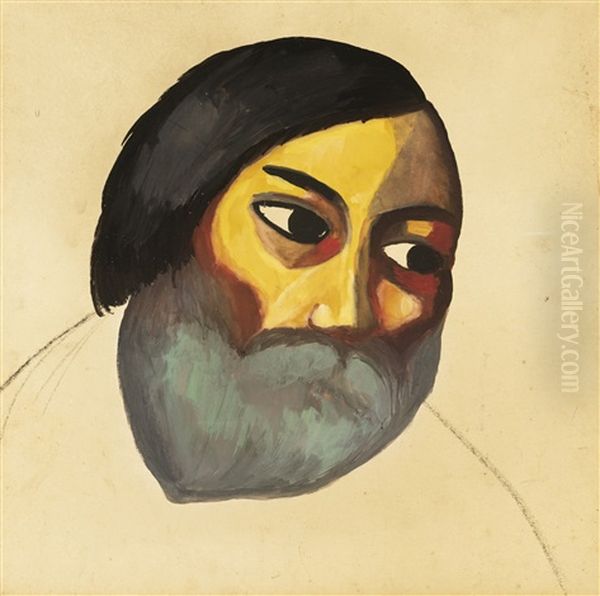 Head Of A Peasant Oil Painting by Kazimir Malevich