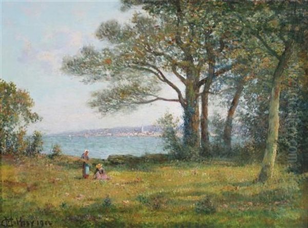 Figures In Landscape Oil Painting by Charles Malfroy