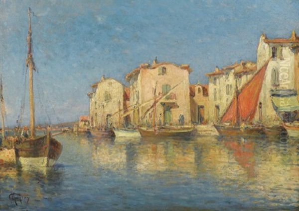 Port Anime Oil Painting by Charles Malfroy