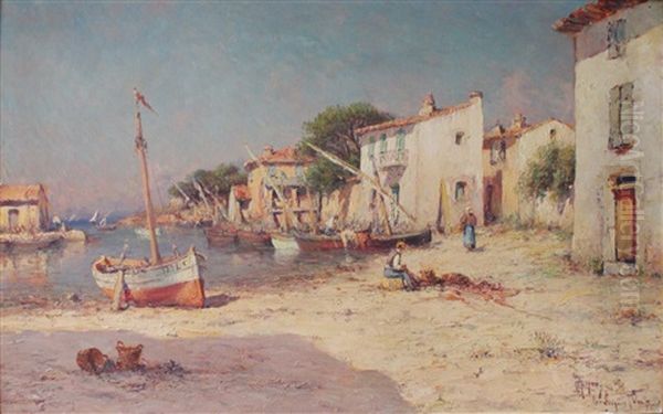 Village De Pecheurs (les Leucques, Var) Oil Painting by Charles Malfroy