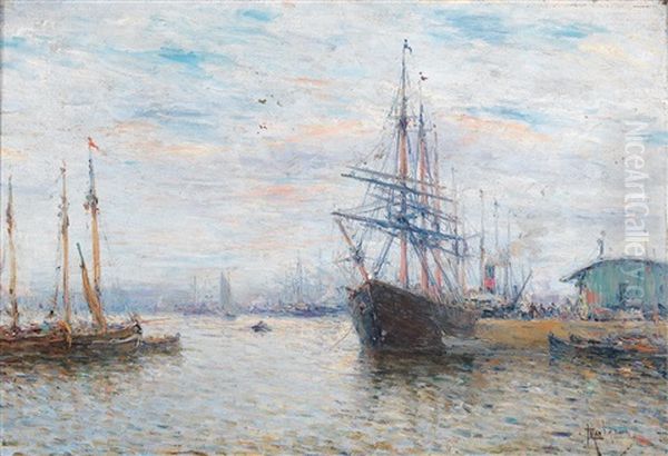 Harbour At Martigues Oil Painting by Charles Malfroy