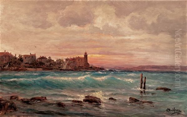 Couche De Soleil Sur La Mer Oil Painting by Charles Malfroy