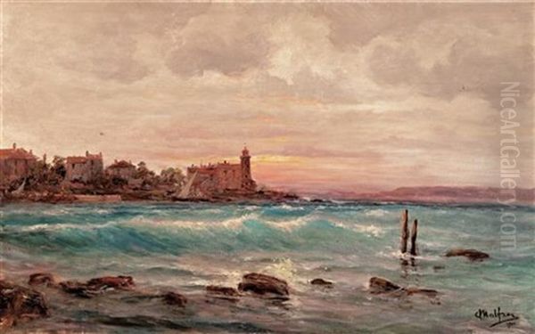 View Of The Coast Of France Oil Painting by Charles Malfroy