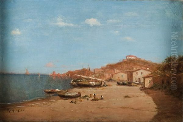 Port Sur La Cote Mediterraneenne Oil Painting by Charles Malfroy