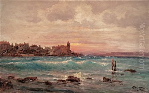 Couche De Soleil Sur La Mer Oil Painting by Charles Malfroy