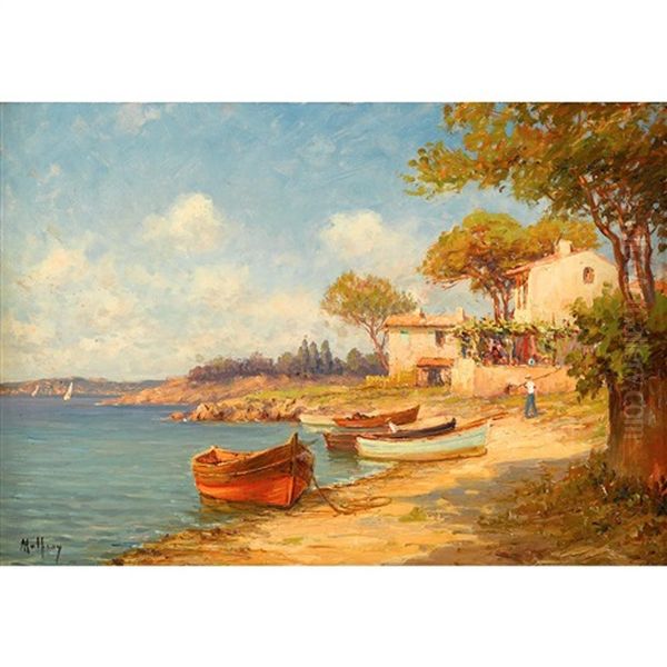 Boats On The Shore Oil Painting by Charles Malfroy