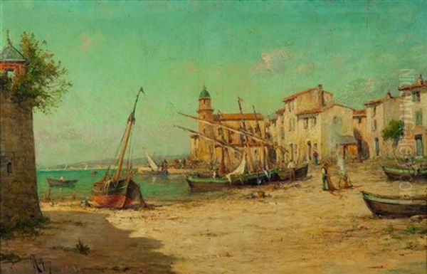 Petit Port De Peche Dans Le Midi by Charles Malfroy