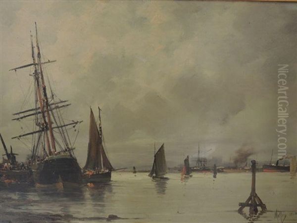 Port Anime Oil Painting by Charles Malfroy