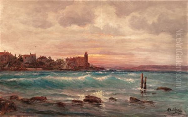 View Of The Coast Of France Oil Painting by Charles Malfroy