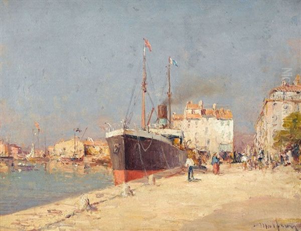 Sonnige Hafenpartie Oil Painting by Charles Malfroy