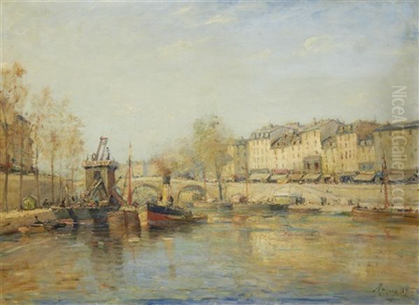 Pont De La Tournelle, Paris Oil Painting by Charles Malfroy