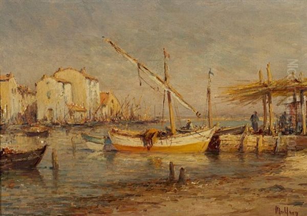 Voiliers A Quai, Martigues Oil Painting by Charles Malfroy