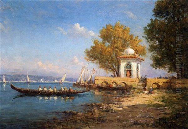 Caique Sur Le Bosphore Oil Painting by Charles Malfroy