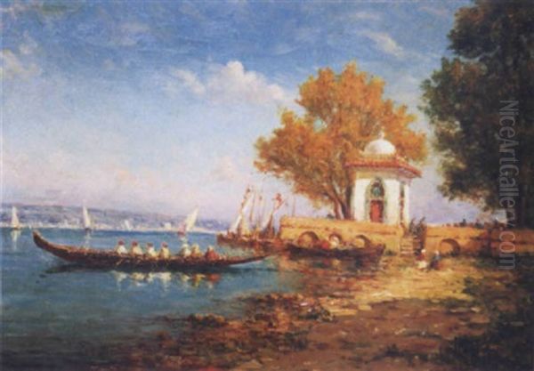 Caiques Sur Le Bosphore Oil Painting by Charles Malfroy