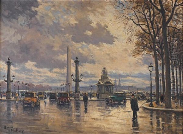 La Place De La Concorde Oil Painting by Henri Malfroy-Savigny