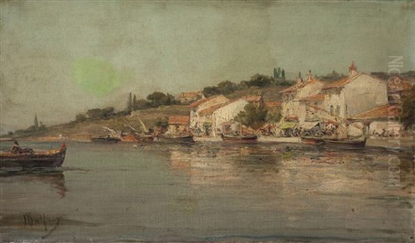 Marina Oil Painting by Henri Malfroy-Savigny