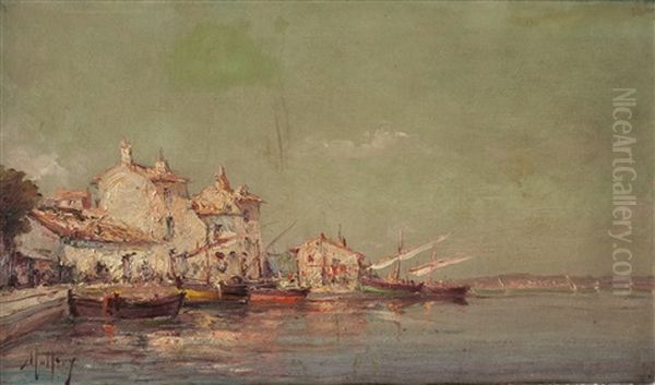 Marina Oil Painting by Henri Malfroy-Savigny