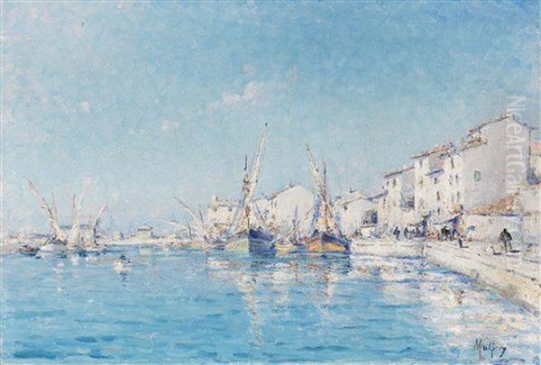 Der Sudfranzosische Fischerhafen Von Martigues Oil Painting by Henri Malfroy-Savigny