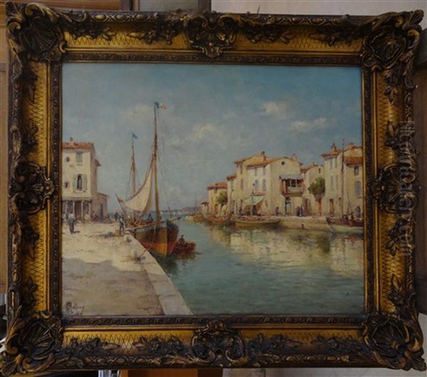 Le Port De Caronte A Martigues Oil Painting by Henri Malfroy-Savigny