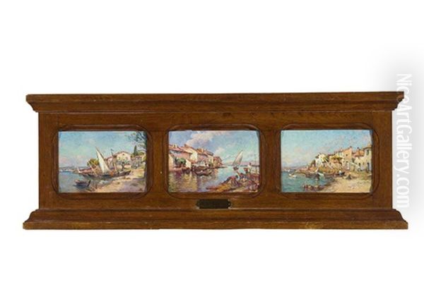 Sudliche Uferstucke (triptych) Oil Painting by Henri Malfroy-Savigny