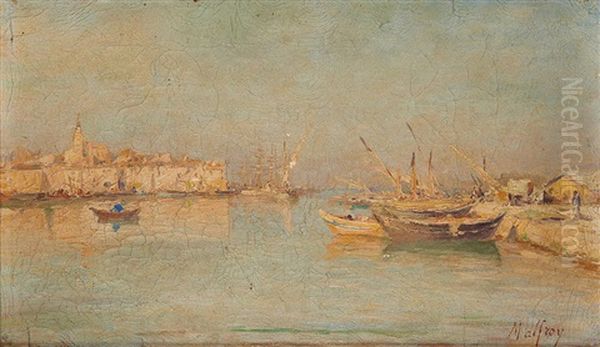 Vue De Martigues Oil Painting by Henri Malfroy-Savigny